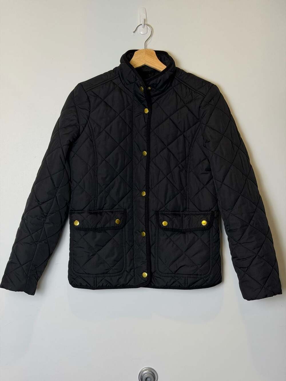 J.Crew Black Quilted Jacket Women Size S